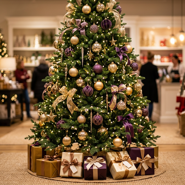 Decorated Christmas tree and presents